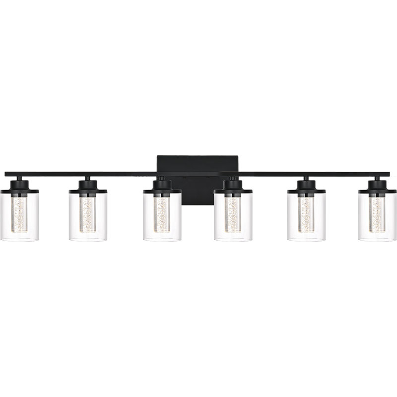 Bathroom Vanity Light 6 Light Bathroom Light Fixture, Clear Glass Shade, Crystal Bubble, Dimmable LED Vanity Light.(Integrated LED Bulbs Included)