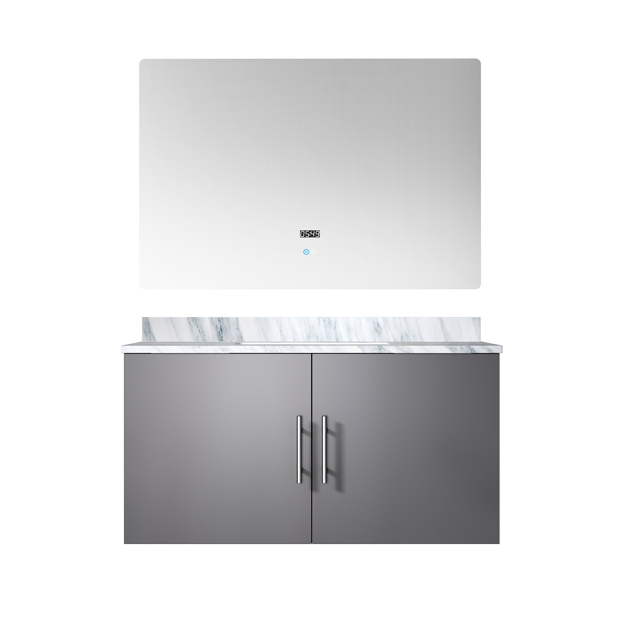 Hokku Designs 36 In. Led Mirror And Vanity With Marble Top - Spacious ...