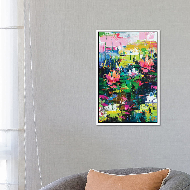 Abstract Landscape by Andrej Ostapchuk - Painting on Canvas, White Framed, 66.04cm H x 45.72cm W x 3.81cm D
