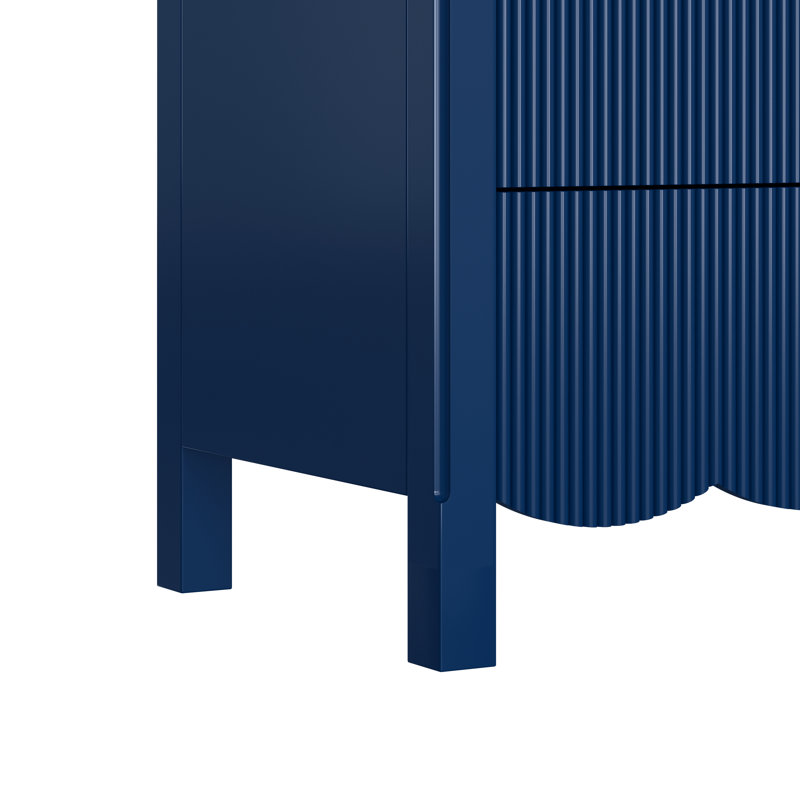 Sofia Wood 6 Drawer Reeded Dresser, Navy 