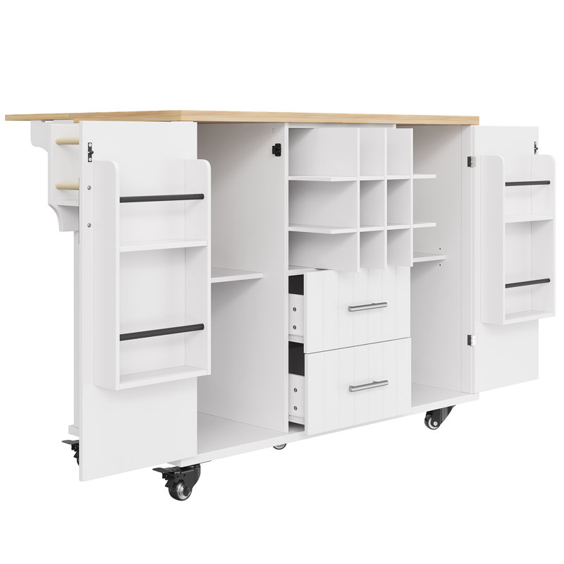 140 cm W Kitchen Island with Wheels
