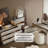 Light Luxury Cream Style Extendable Vanity Table with Drawer Storage Cabinet