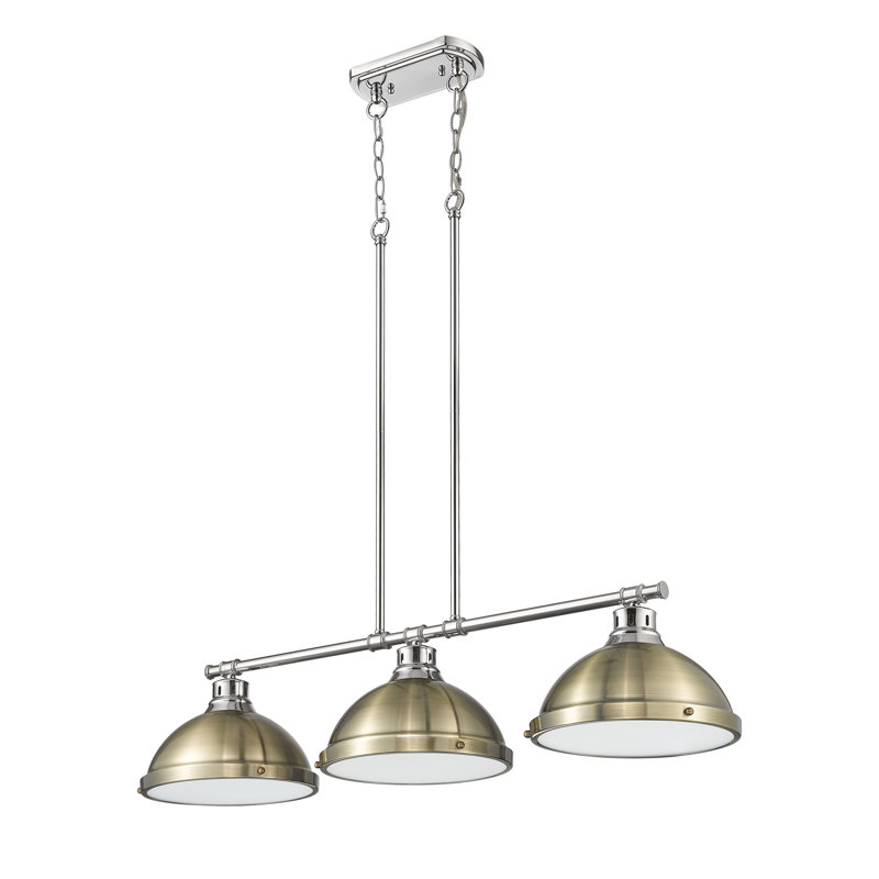 Laramy 3-Light Linear Pendant, Aged Brass, Chrome