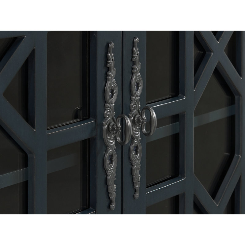 Ahmara 2 - Door Accent Cabinet, Coffee Walnut/Catalina Blue