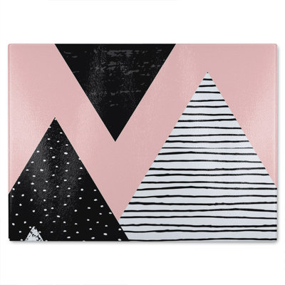 Geometric Triangles Glass Chopping Board
