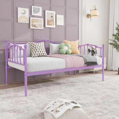 Twin Daybed – Purple, Sofa Style, Steel Slats by Latitude Run