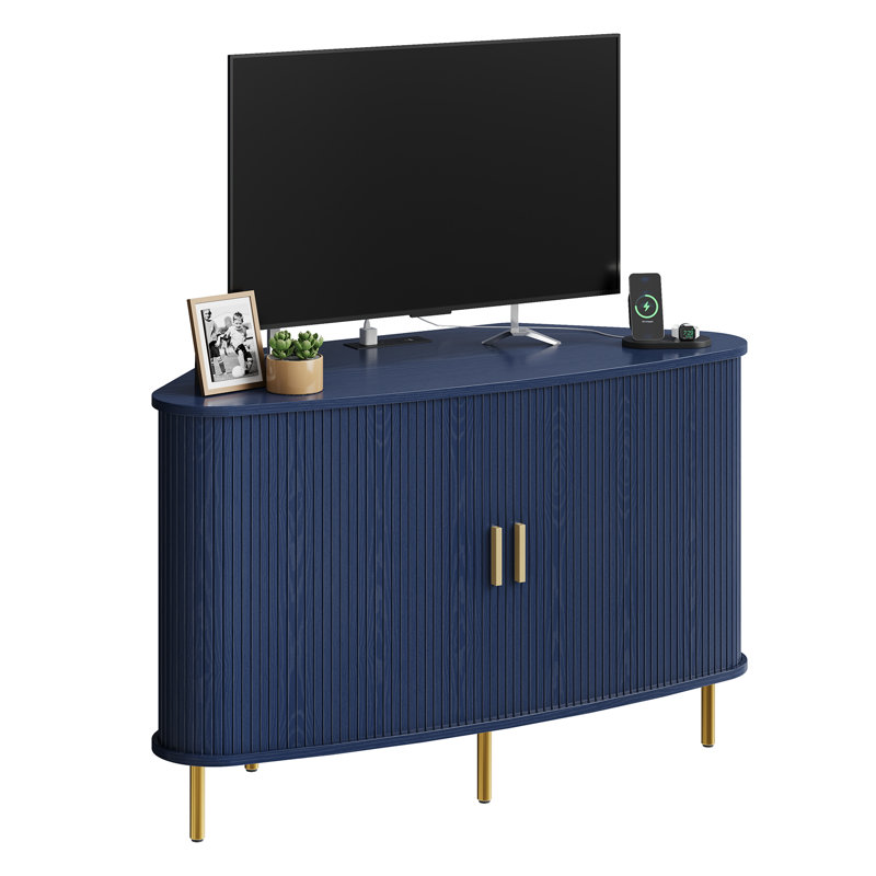 Meuble télé d'angle avec prise de courant et rangement pour téléviseur de 55 po ou moins, 47.25", Blue