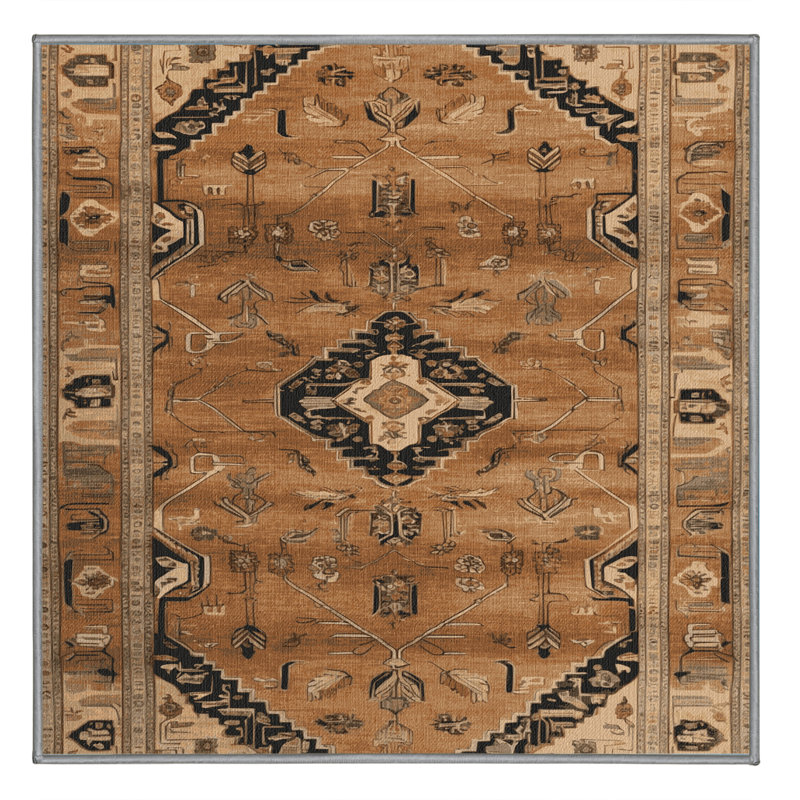 Tapis brun lavable à la machine, Carré 5 pi