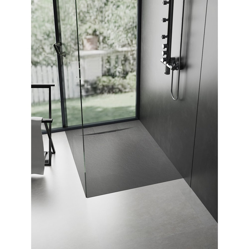 Base de douche en composite renforcé, 60 po x 32 po, Noir mat