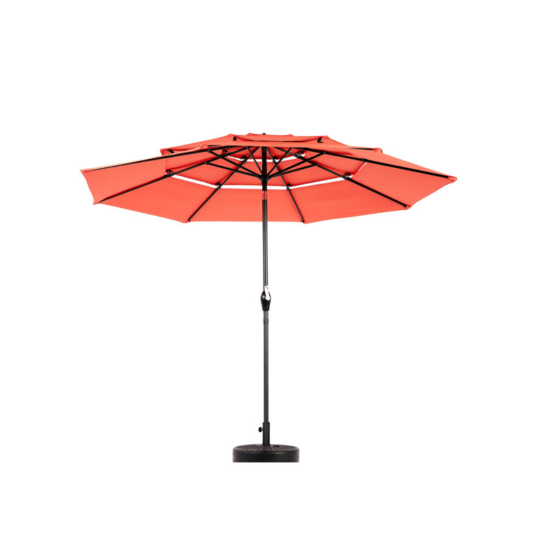 Parasol à 3 niveaux en aluminium 10 pi pour pelouse - Pour la piscine, la cour arrière orange, la terrasse de la piscine