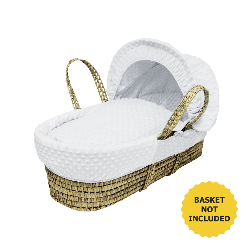 No Pattern Cotton Moses Basket Bedding Set, White