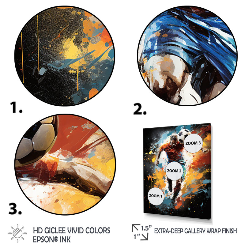 «Urmia Abstract Soccer Portrait Fusion», impressions sur toile, H 20 po x l 12 po x P 1 po, Toile tendue