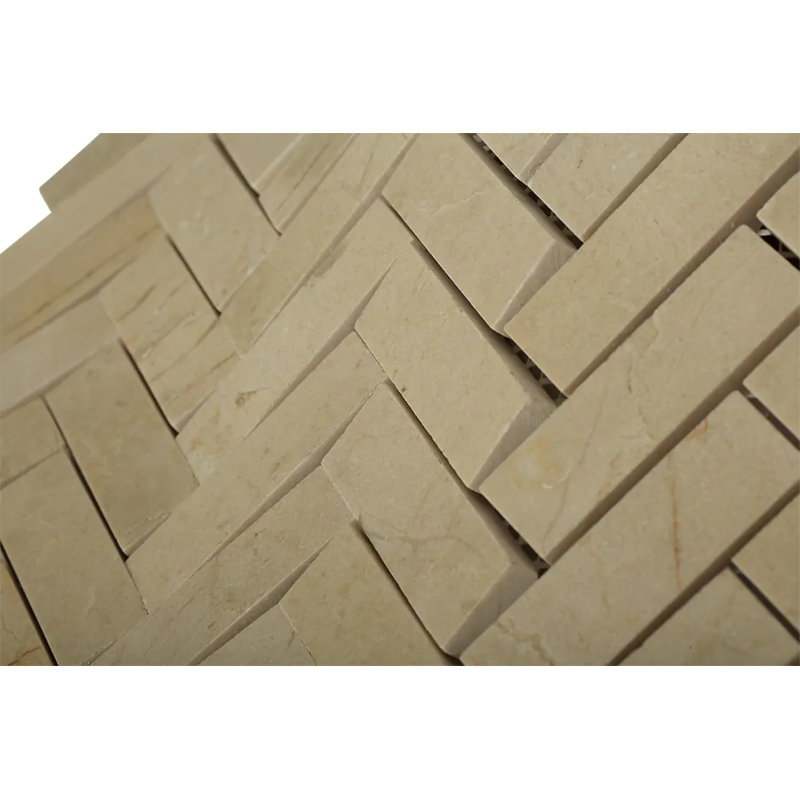 Crema Marfil Herringbone 1X3 Marble Mosaic Tiles