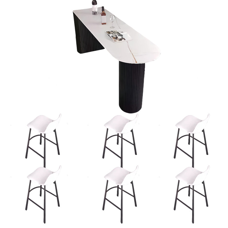 Table de bar Light Luxury, H 35,4 po x L 78,7 po x l 15,7 po, Blanc/Noir, Blanc / Doré