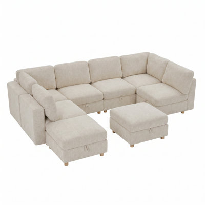 Large Modular Sectional Sofa Seat, Convertible Sofa with Storage