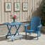 Table de patio pliante bleue en bois massif, table d'appoint extérieure carrée portable pour la cour, le balcon et la piscine