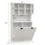 Grande armoire de salle de bain à deux compartiments avec panier à linge inclinable et 2 tablettes réglables - blanc