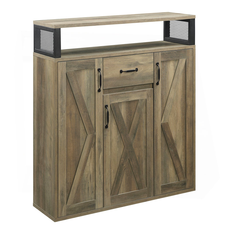 Rustic Oak Server With 3 Doors