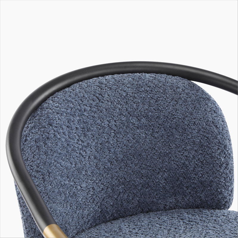 Tabouret de comptoir rembourré H 26 po avec structure en métal (ensemble de 2) - Bleu marine, Marine