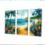 «Orange Green Coastal Beach In Mexico II», ensemble d'art mural plage-107188445-107188447