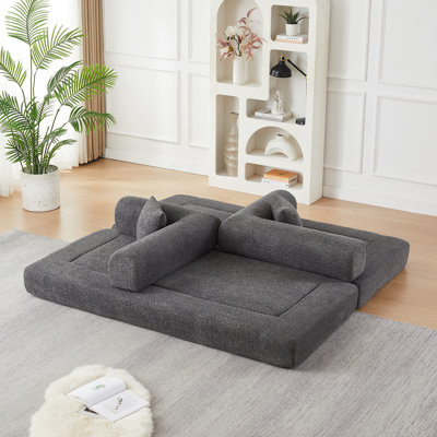 Canapé-lit convertible 78,9 po, chenille, accoudoirs amovibles pour le bricolage
