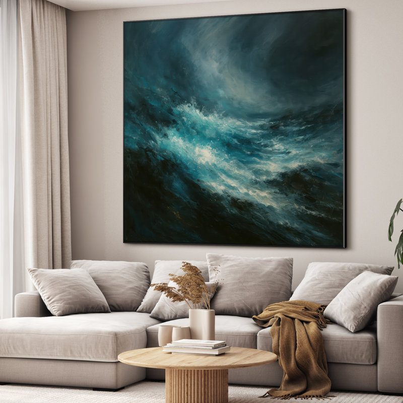Très grand art mural imprimé sur toile - Abstrait moderne pour la décoration d'œuvres d'art contemporain pour le salon ou la chambre à coucher - «Assemblage requis du cadre (cadre non fini)»