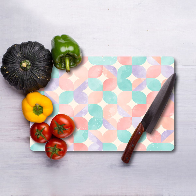 Flourish Premium Tempered Glass Cutting Board, 11.8 x 15.7 inches | Antibacterial, Easy Clean, Non-Slip Silicone Feet | 100% Durable Glass, Thickness: 0.16 inches | Ideal for Kitchen Prep, Safe & Stylish Cooking Solution