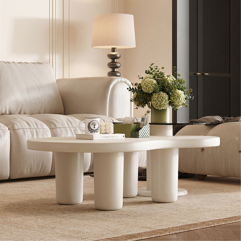 Ensemble de 2 tables basses gigognes blanc crème