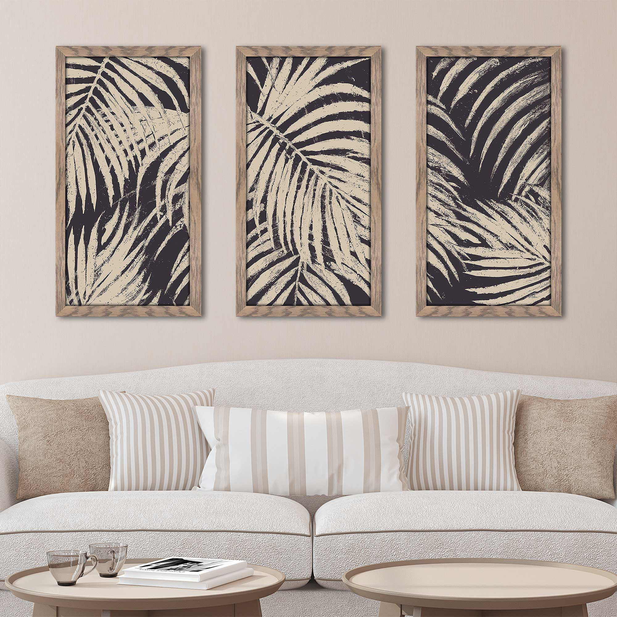 Bayou Breeze "Windy Beige Palmas" 3 Piece Print On Acrylic | Wayfair