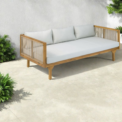Canapés de patio spacieux, style moderne en corde de bois d'acacia, cour arrière