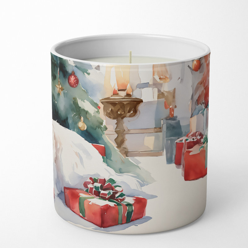 Bougie parfumée pour arbre de Noël avec support en céramique 