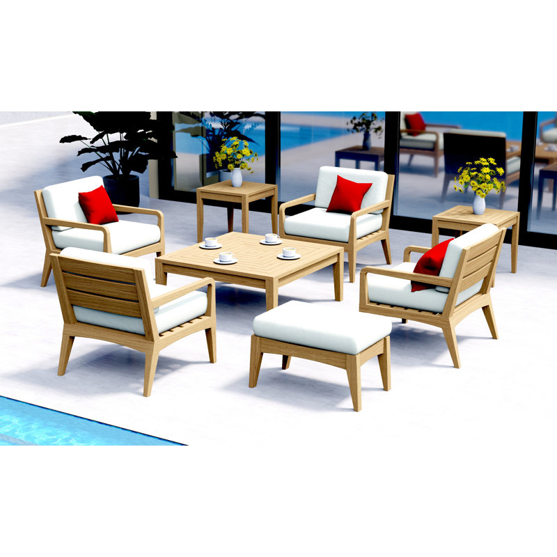 Ensemble de chaises longues en bois de teck 7 pièces Teakstation