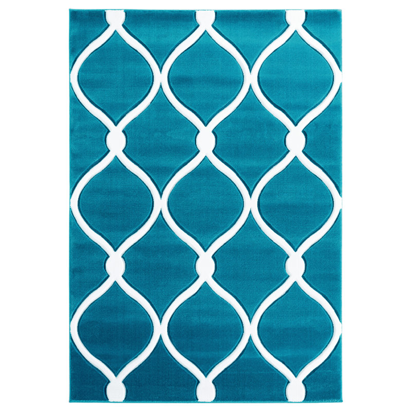 Tapis bleu Fishback, Rectangle 2 pi 7 po x 4 pi 2 po