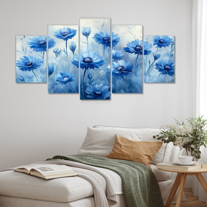 Bleuet dans l'aquarelle Misty Blues I - bleuet, art mural - ensemble d'art mural traditionnel