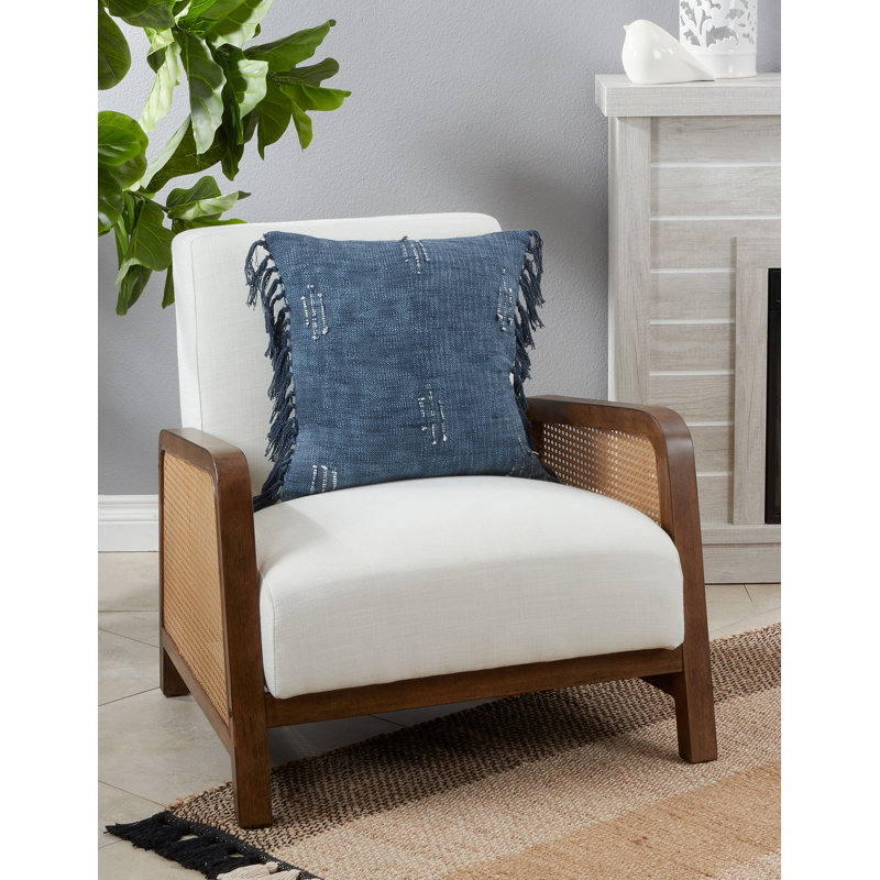 Navy Blue Cotton Stitched Line Decorative Pillow Cover