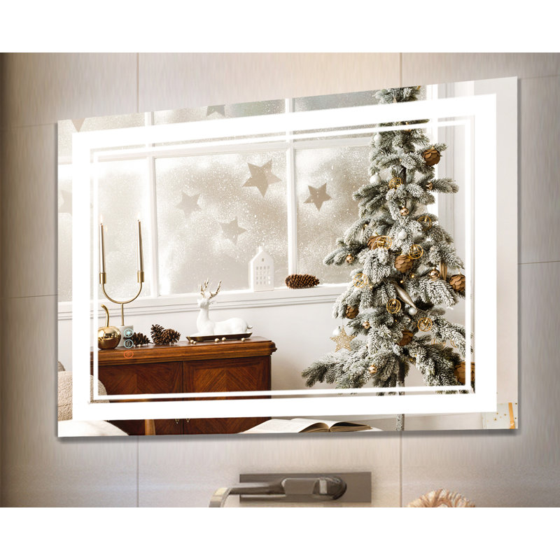 LED Anti-Fog Bathroom Mirror with 3 Colors Dimmable Touch Switch Control & Memory Function , 32" x 40"