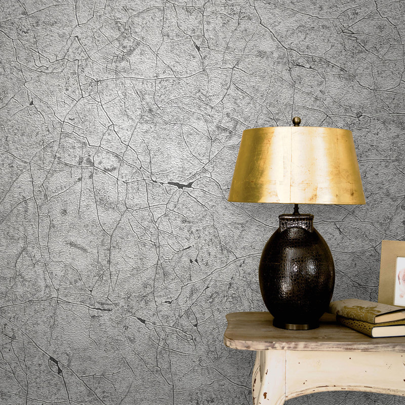 Wye Perfecto 2 Crackle Texture Wallpaper, 10.05M X 53Cm, Pink Grey, Grey