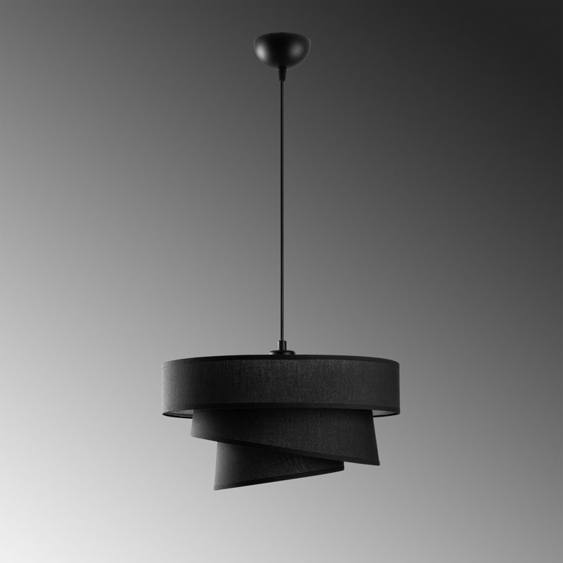 Elegant Adjustable Chandelier, Black Metal Body, 3 Unique Cap Sizes (Ø15.7 x 3.5 in, Ø12.6 x 6.7 in, Ø8.7 x 7.9 in) | Total Height: 11.8 - 47.2 in | E27 Socket, Max 40W | Perfect for Dining Room & Living Spaces, Stylish & Functional Design