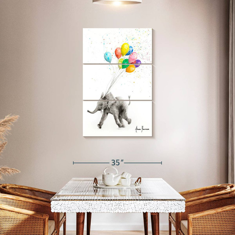 Brampt The Elephant And The Balloons, 32" H x 20" W