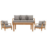 Matinque 4 Piece Teak Outdoor Conversation Sofa Set