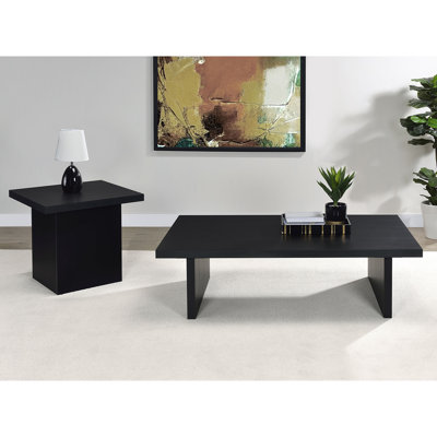 Ensemble de 2 tables basses et tables de bout en bois noires