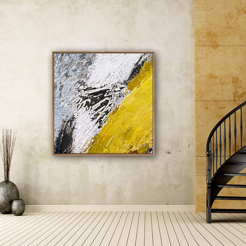 Jaune, blanc, noir, effet texturé, coups de peinture, formes abstraites, minimalisme dramatique, Naturel