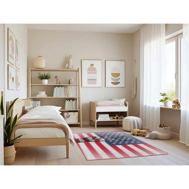 Tapis de zone rouge à drapeau américain, Rectangle 4 pi x 6 pi