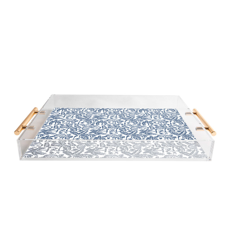 Plateau en acrylique Cassidy Rae Marietta, Floral, Bleu / blanc