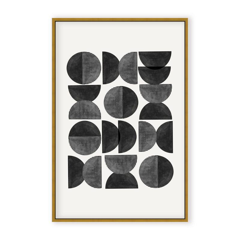 Abstract Mid Century, Geometric by  - Picture Frame Painting on Paper, 36" H x 24" W x 1.125" D, Black, Framed Matted Print