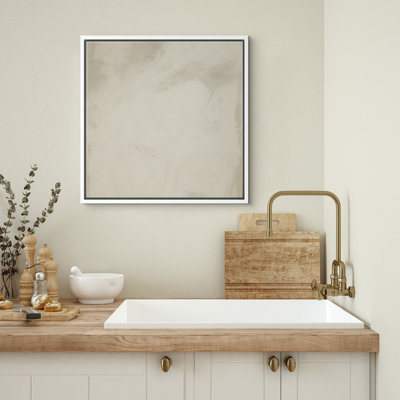Minimalist Abstract Wall Art - Neutral Beige and Brushstroke Canvas, Framed Modern Art for Living Room or Office Decor