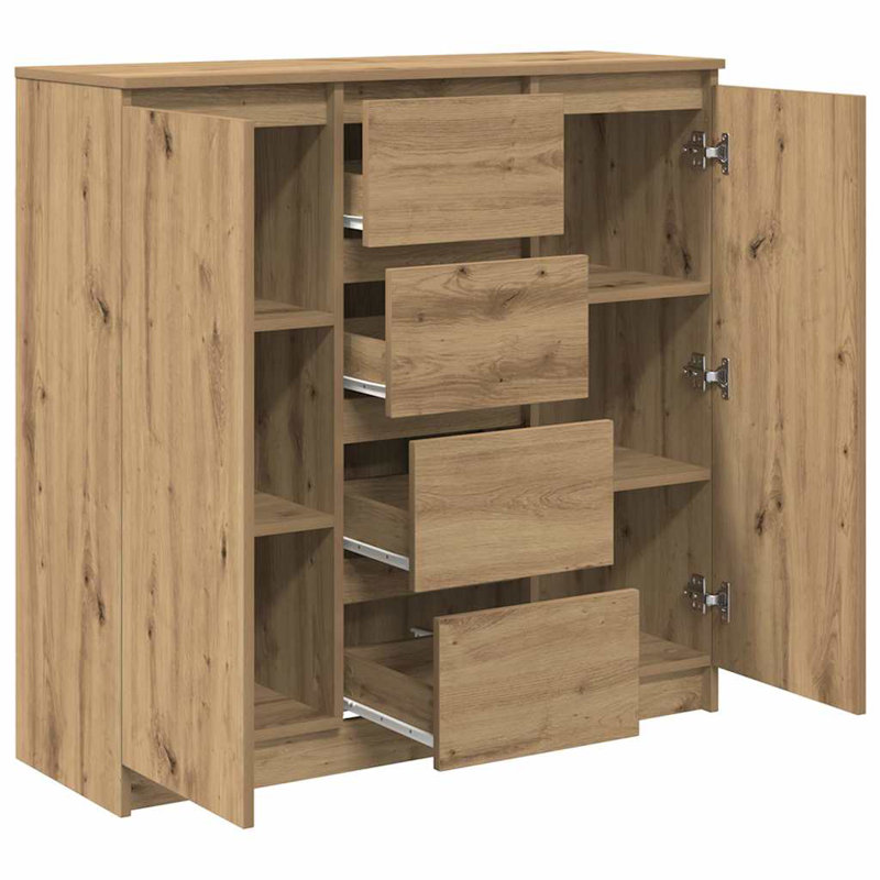 Sideboard With Drawers 100.5X35x98.5 Cm Engineered Wood, Artisan Oak