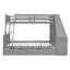 Lit superposé simple au-dessus d'un lit double avec lit gigogne, bureau intégré, trois tiroirs de rangement et tablette, lit superposé gris pour enfants