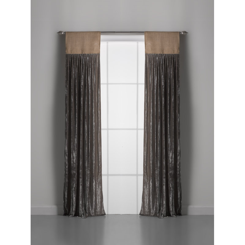Paire de rideaux semi-transparents avec passe-tringle Luscious, l 18 po x L 84 po, Brun clair doux