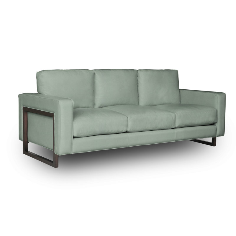 Penelope 84'' Leather Sofa, Taupe Grey (Soft Touch), Satin Dark Bronze